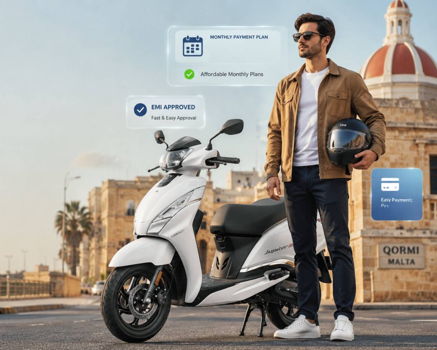 TVS scooter EMI monthly payment plan in Malta
