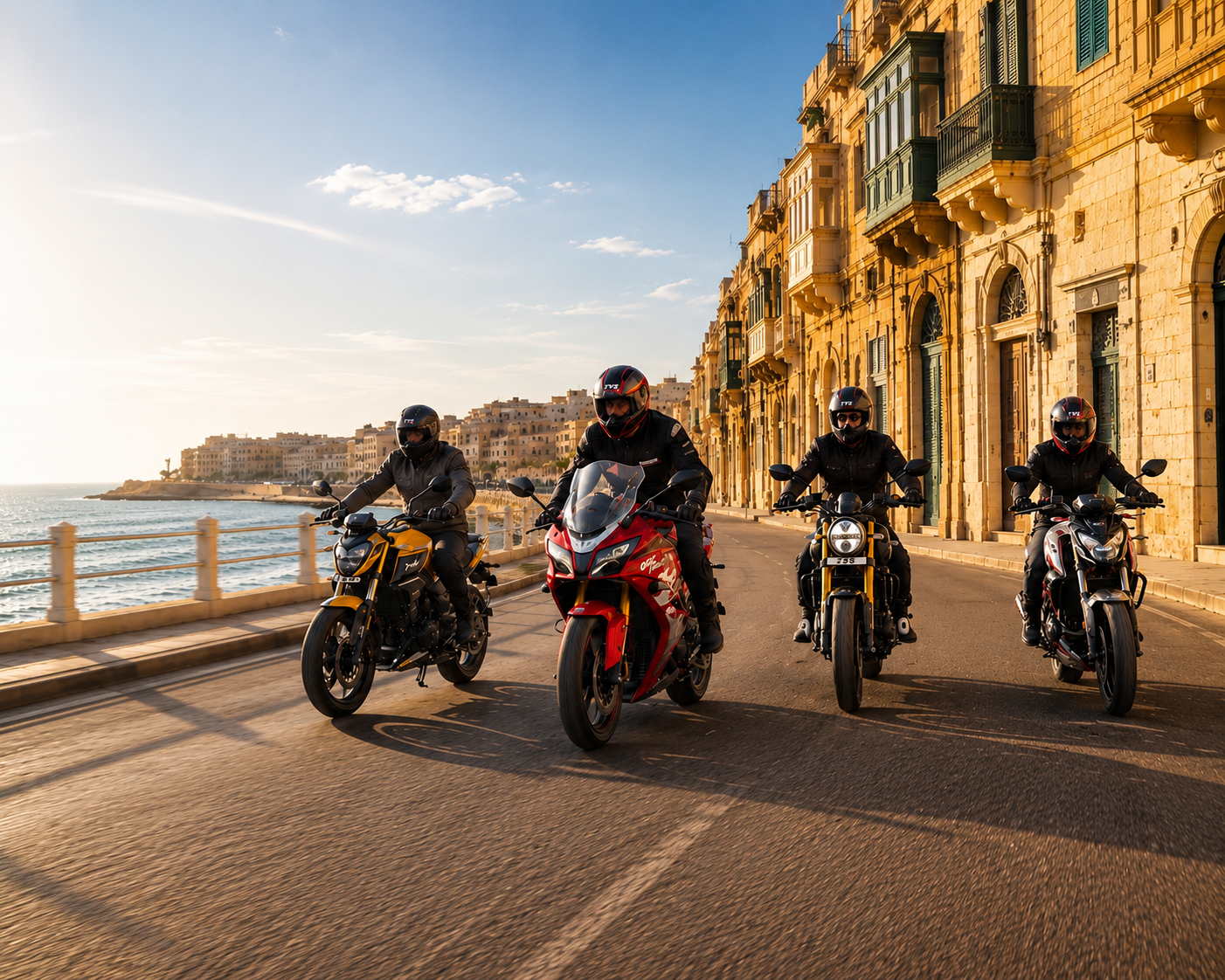 TVS motorcycles riding in Malta