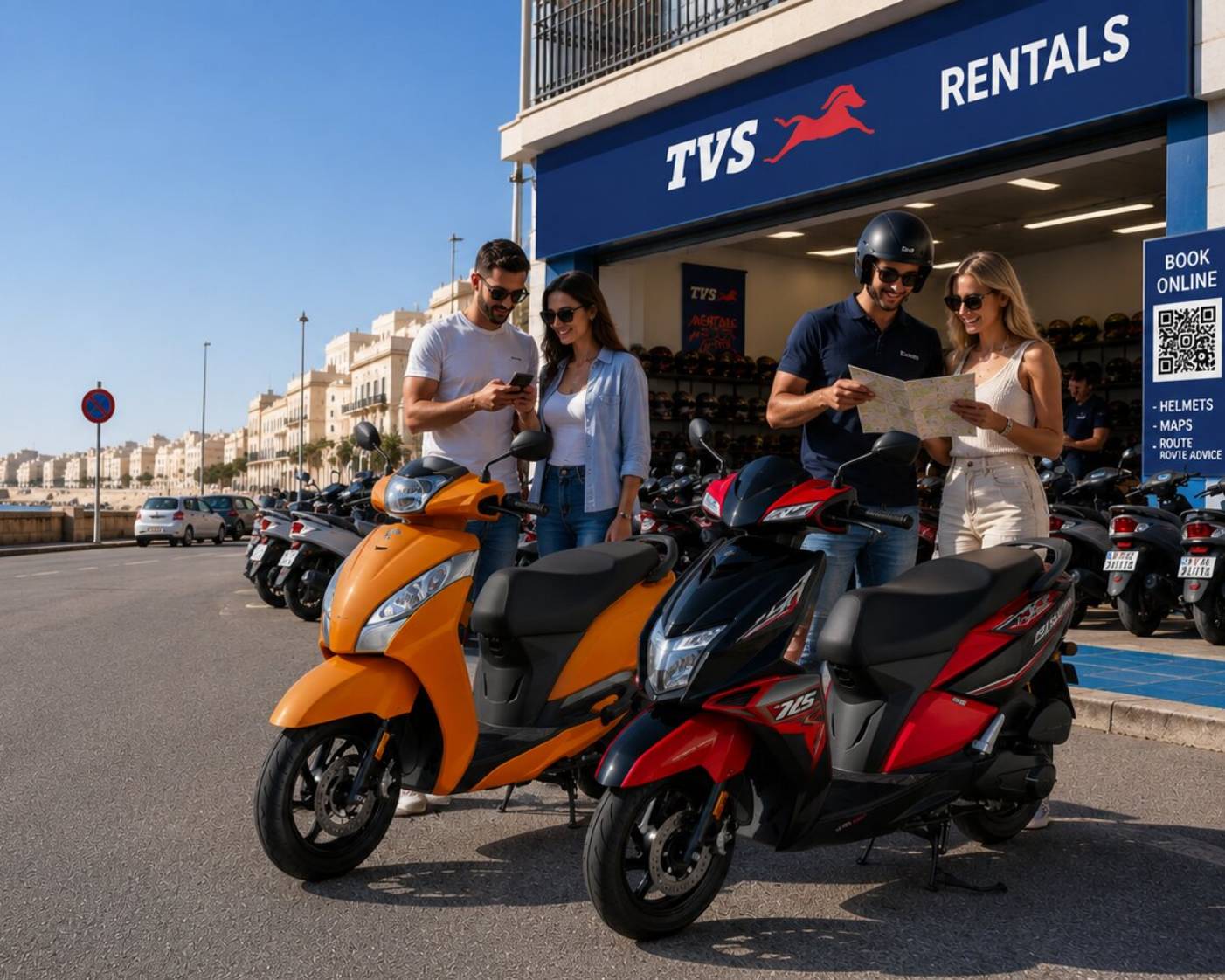 TVS rental scooter fleet operating in Malta