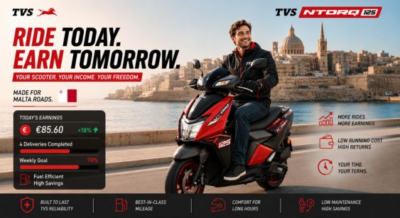 TVS scooter used for delivery work in Malta