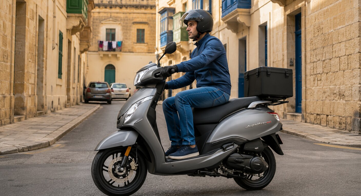 TVS scooter designed for daily business use on Maltese roads