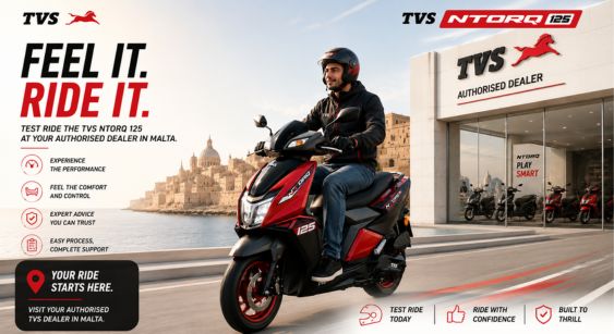 TVS scooter test ride in Malta showroom